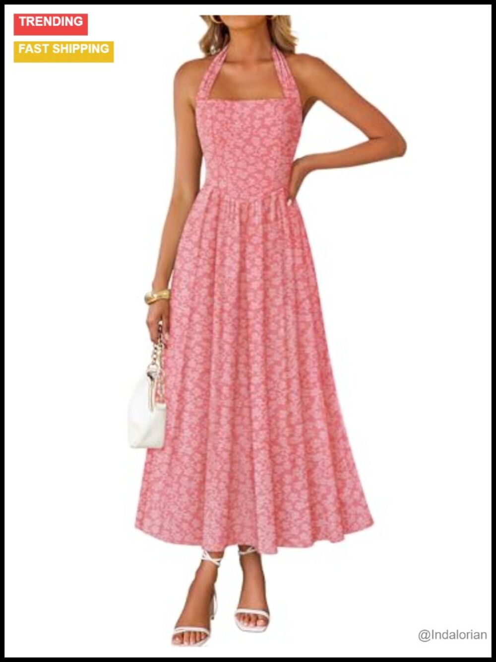 Floral Halter Maxi Dress Sleeveless Wedding Guest Cocktail Summer